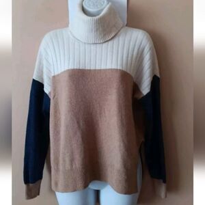 Madewell Cozy Colorblock Turtleneck sweater Size Small